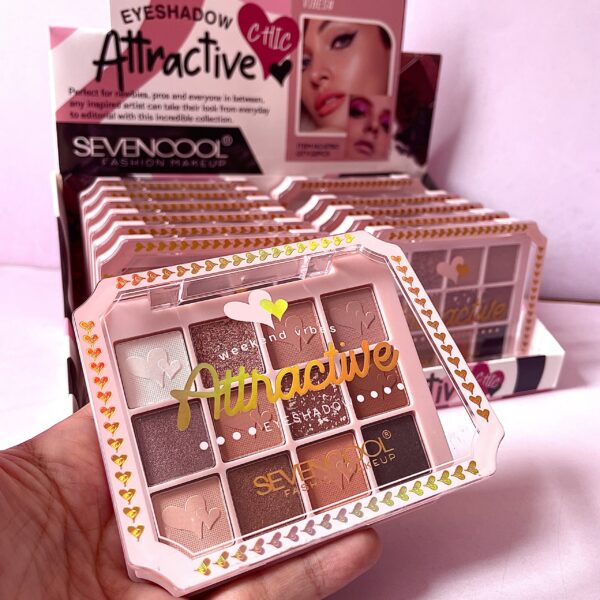 Paleta de Sombras + Iluminador Atractive x12 Colors